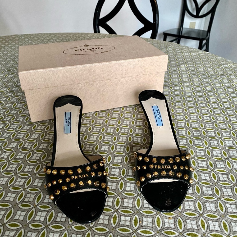 Prada Studded Slide Heels